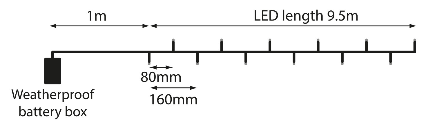120 LED 9.5m Warm White Outdoor LED battery operated String Lights with Timer - Image 5