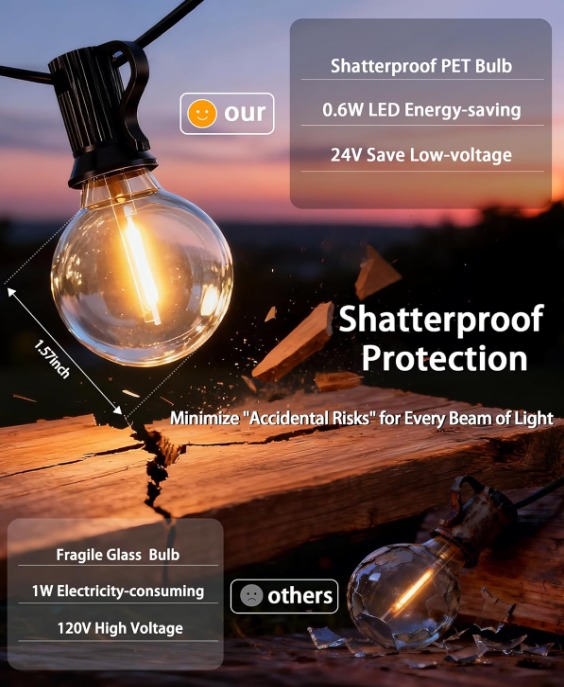 25 Light Connectable Festoon LED 15m 7.5w (25x0.3) G40 E12 with Remote and Timer - Image 3
