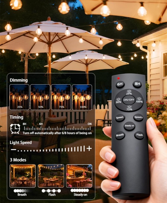 25 Light Connectable Festoon LED 15m 7.5w (25x0.3) G40 E12 with Remote and Timer - Image 6