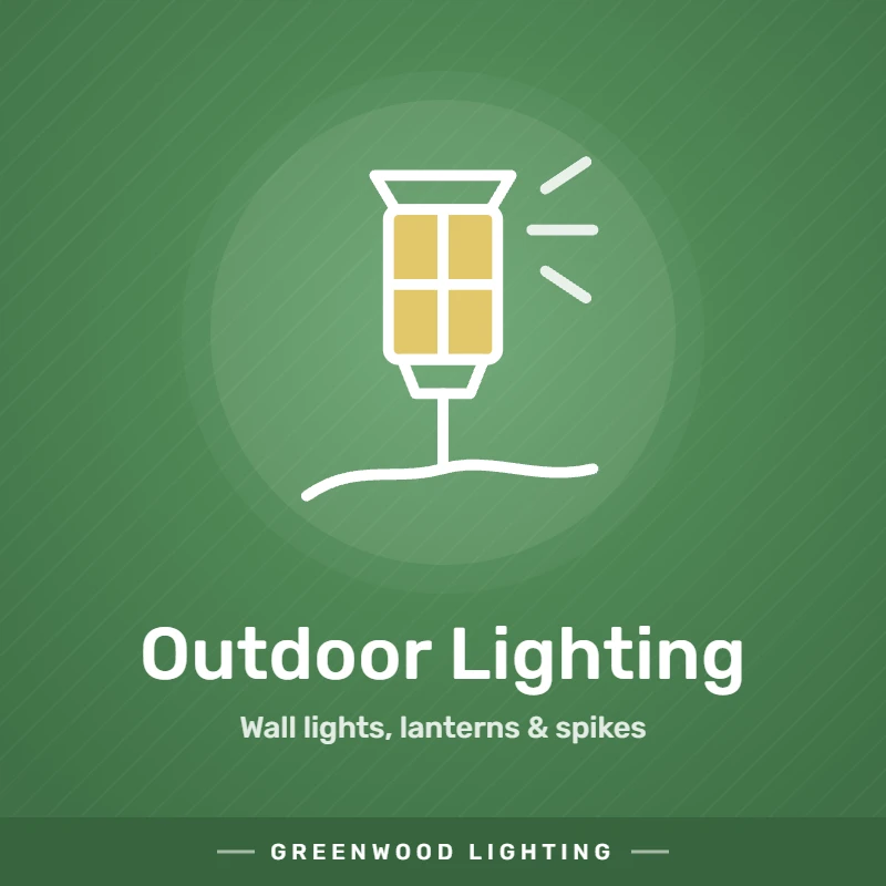 Outdoor wall lights, lanterns and spike lights