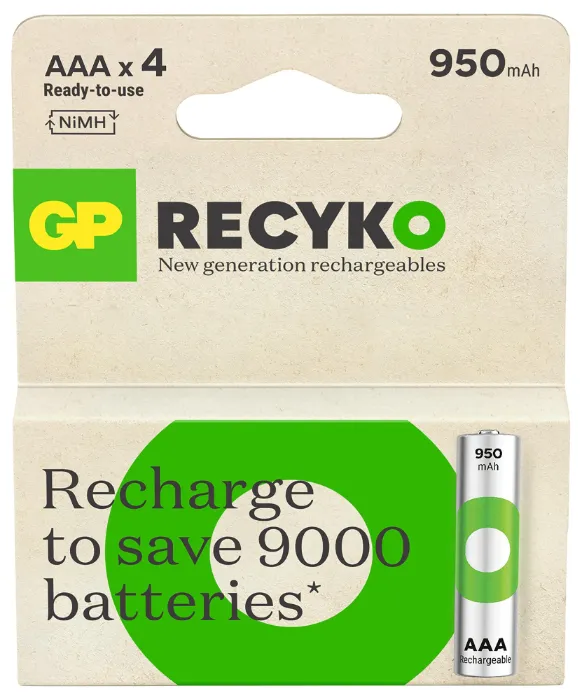 GP ReCyko AAA 950mAh Rechargeable Batteries – Pack of 4