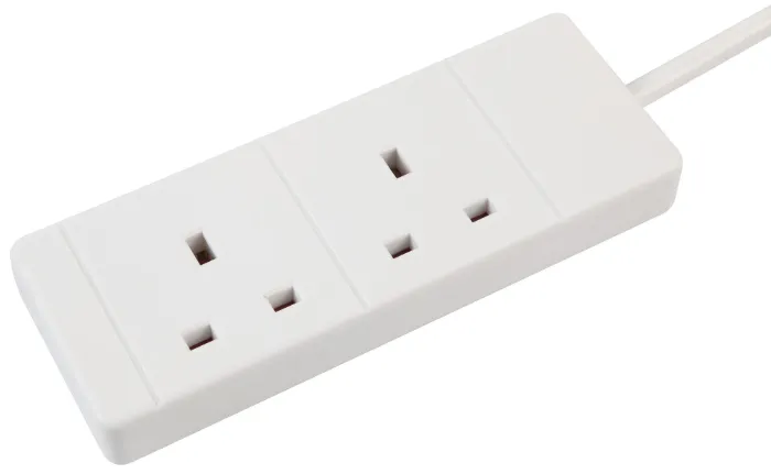 Pro Elec 2 Gang Extension Lead, 3m, White