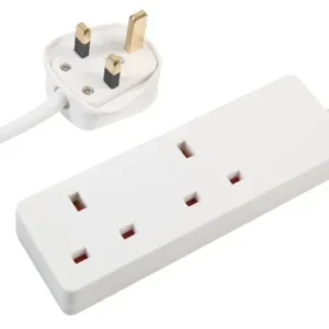 Pro Elec 2 Gang Extension Lead, 5m, White