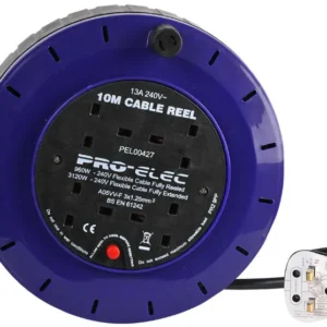 Pro Elec 4 Gang Cassette Cable Reel, 10m
